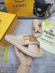 FENDI | Graphy Pink Leather Slides - 4
