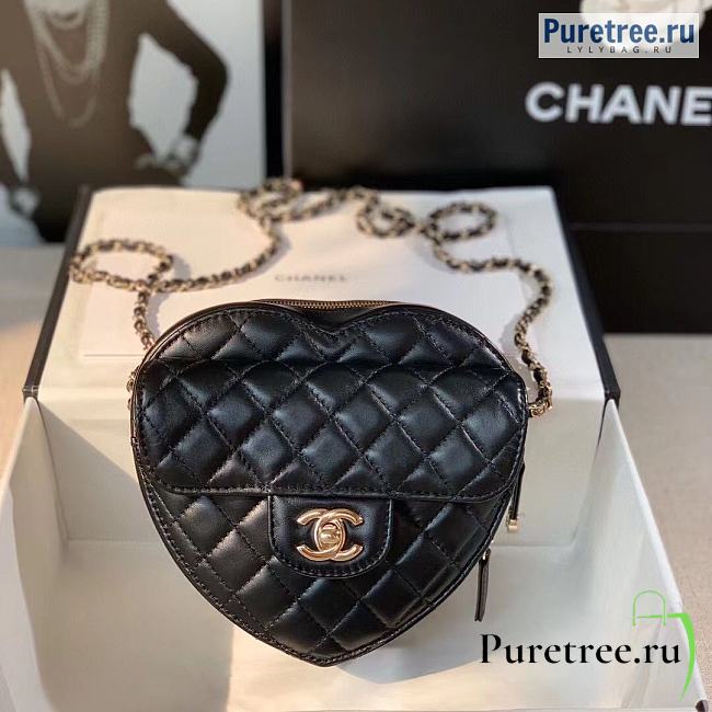 CHANEL | Heart Shape Bag Pre-Spring 2022 Black - 17 × 15 × 6 cm - 1