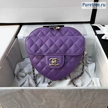 CHANEL | Heart Shape Bag Pre-Spring 2022 Purple - 17 × 15 × 6 cm