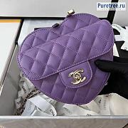 CHANEL | Heart Shape Bag Pre-Spring 2022 Purple - 17 × 15 × 6 cm - 2