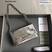 BALENCIAGA | Triplet Small Bag Crocodile Embossed In Silver - 21 x 8 x 12cm - 1