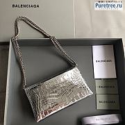 BALENCIAGA | Triplet Small Bag Crocodile Embossed In Silver - 21 x 8 x 12cm - 4