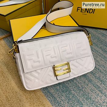 FENDI | Baguette White Leather Bag - 27 x 15 x 6 cm