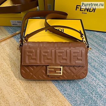 FENDI | Baguette Brown Leather Bag - 27 x 15 x 6 cm