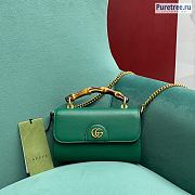 GUCCI | Small Top Handle Green Leather Bag With Bamboo - 18.5cm - 1