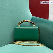 GUCCI | Small Top Handle Green Leather Bag With Bamboo - 18.5cm - 6