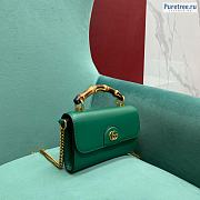 GUCCI | Small Top Handle Green Leather Bag With Bamboo - 18.5cm - 4