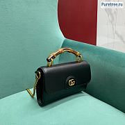 GUCCI | Small Top Handle Black Leather Bag With Bamboo - 18.5cm - 5