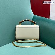 GUCCI | Small Top Handle White Leather Bag With Bamboo - 18.5cm - 3