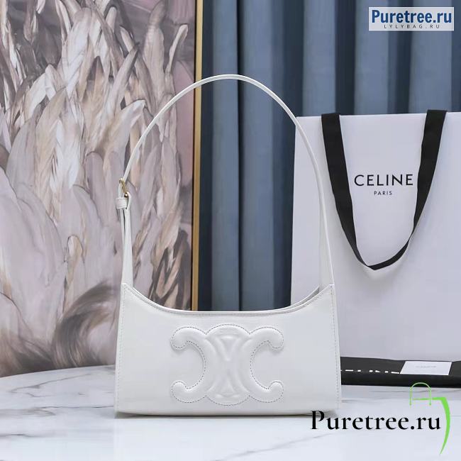CELINE | Shoulder Bag Cuir Triomphe White Calfskin - 24 x 5 x 13cm - 1