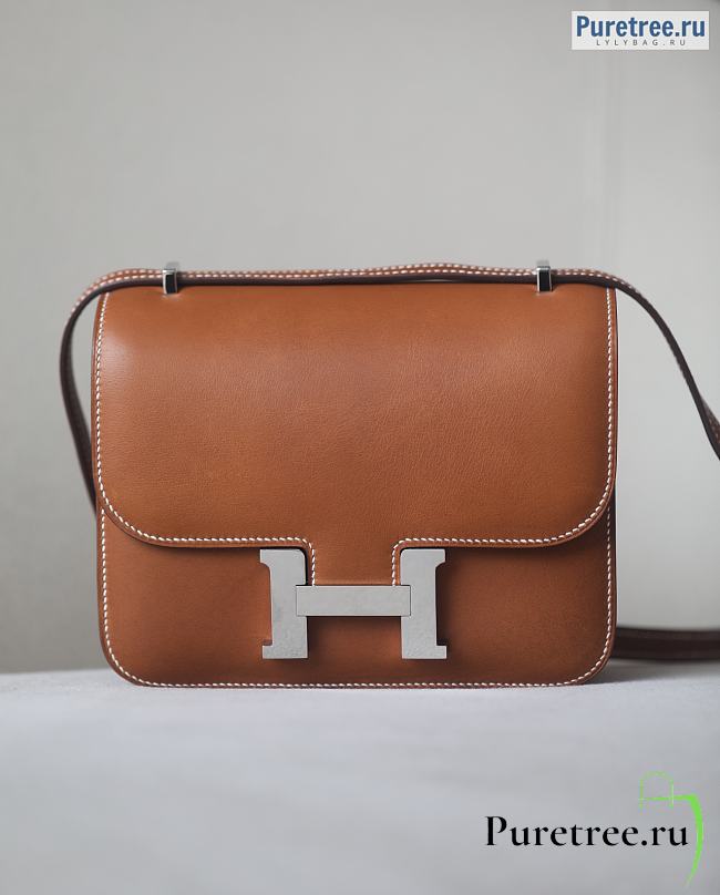 HERMÈS | Constance 18 Brown Tadelakt Leather With Silver Hardware - 1