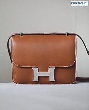 HERMÈS | Constance 18 Brown Tadelakt Leather With Silver Hardware - 1