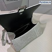 BALENCIAGA | Hourglass Handbag Glitter Material In White - 23 x 10 x 24cm - 6