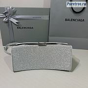 BALENCIAGA | Hourglass Handbag Glitter Material In White - 23 x 10 x 24cm - 5