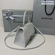 BALENCIAGA | Hourglass Handbag Glitter Material In White - 23 x 10 x 24cm - 3