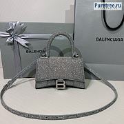 BALENCIAGA | Hourglass XS Handbag Glitter Material In Grey - 19 x 8 x 21cm - 1