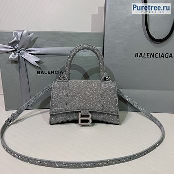 BALENCIAGA | Hourglass XS Handbag Glitter Material In Grey - 19 x 8 x 21cm