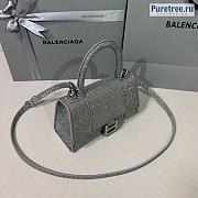 BALENCIAGA | Hourglass XS Handbag Glitter Material In Grey - 19 x 8 x 21cm - 6