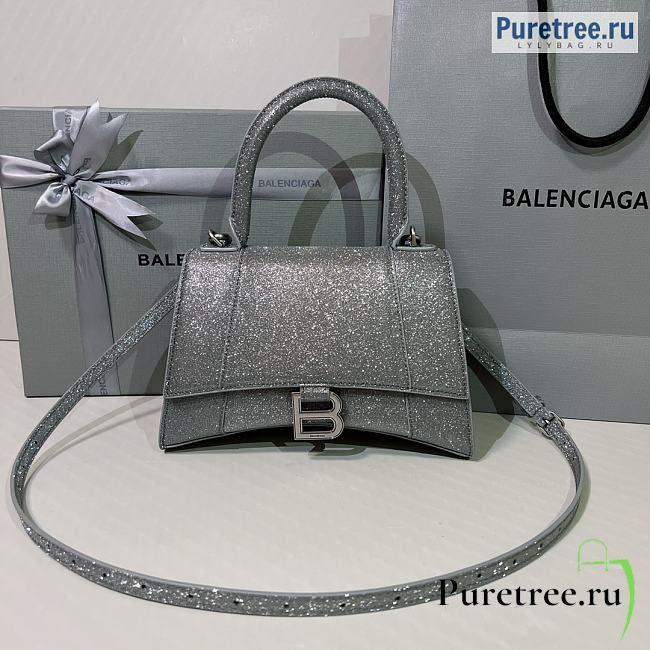 BALENCIAGA | Hourglass Handbag Glitter Material In Grey - 23 x 10 x 24cm - 1