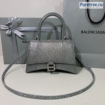 BALENCIAGA | Hourglass Handbag Glitter Material In Grey - 23 x 10 x 24cm