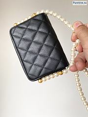 CHANEL | Mini Wallet On Chain Black Lambskin With Pearl Strap - 12 x 9 x 4cm - 4