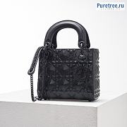 DIOR | Mini Lady Dior Abcdior Bag Black Calfskin Diamond Motif - 17 x 15 x 7cm - 3