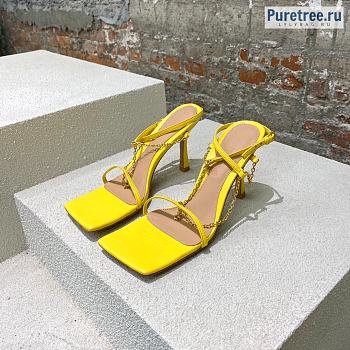 Bottega Veneta | Stretch Yellow Leather Sandals With Chain - 9cm