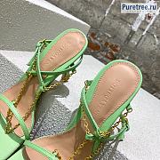 Bottega Veneta | Stretch Light Green Leather Sandals With Chain - 9cm - 6