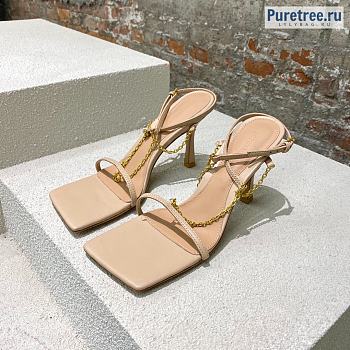 Bottega Veneta | Stretch Beige Leather Sandals With Chain - 9cm
