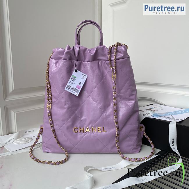 CHANEL | 22 Backpack Purple Shiny Calfskin AS3313 - 51 x 40 x 9cm - 1