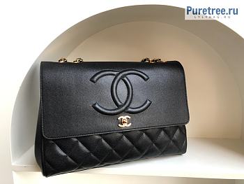 CHANEL | Vintage Flap Bag Black Caviar Leather 92233 - 33 x 11 x 23cm