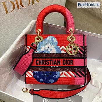 DIOR | Medium Lady D-Lite Bag Pink Multicolor D-Flower M0565 - 24cm