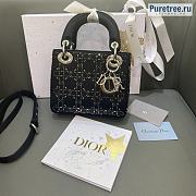 DIOR | Mini Lady Dior Bag Black Strass Cannage Satin M0500 - 17 x 15 x 7cm - 1