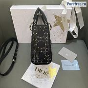 DIOR | Mini Lady Dior Bag Black Strass Cannage Satin M0500 - 17 x 15 x 7cm - 5