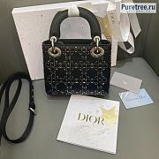 DIOR | Mini Lady Dior Bag Black Strass Cannage Satin M0500 - 17 x 15 x 7cm - 2