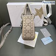 DIOR | Mini Lady Dior Bag Platinum Metallic Strass Cannage Satin M0505 - 17 x 15 x 7cm - 3