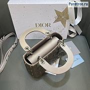 DIOR | Mini Lady Dior Bag Platinum Metallic Strass Cannage Satin M0505 - 17 x 15 x 7cm - 2