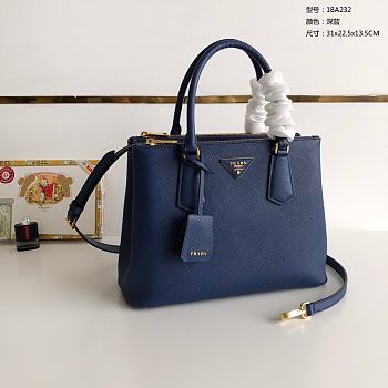 PRADA | Galleria Saffiano Blue Leather Large Bag 1BA274 - 32 x 24 x 13.5cm