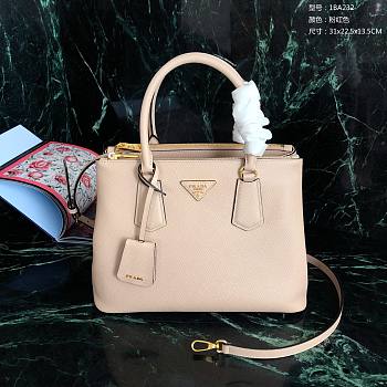 PRADA | Galleria Top Handle Bag Cream Leather - 31 x 22.5 x 13.5cm
