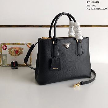 PRADA | Galleria Top Handle Bag Black Leather - 31 x 22.5 x 13.5cm
