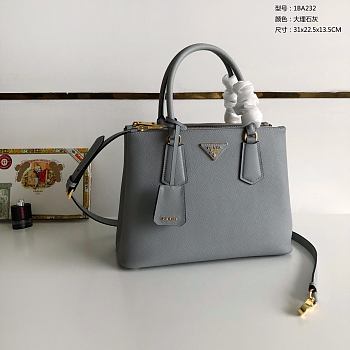 PRADA | Galleria Saffiano Gray Leather Large Bag 1BA274 - 32 x 24 x 13.5cm