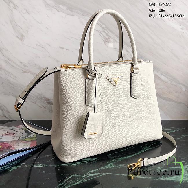 PRADA | Galleria Saffiano White Leather Large Bag 1BA274 - 32 x 24 x 13.5cm - 1