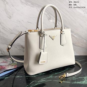 PRADA | Galleria Saffiano White Leather Large Bag 1BA274 - 32 x 24 x 13.5cm