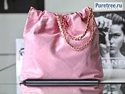 CHANEL | 22 Small Handbag Pink Shiny Calfskin & Gold Metal - 35 x 37 x 7cm - 2