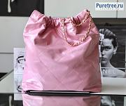 CHANEL | 22 Large Handbag Pink Shiny Calfskin & Gold Metal - 48 x 45 x 10cm - 5
