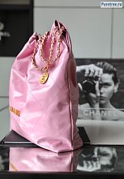 CHANEL | 22 Large Handbag Pink Shiny Calfskin & Gold Metal - 48 x 45 x 10cm - 3