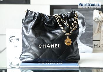 CHANEL | 22 Small Handbag Pink Shiny Calfskin & White Metal - 35 x 37 x 7cm