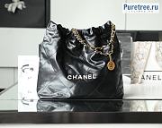 CHANEL | 22 Large Handbag Black Shiny Calfskin & White Metal - 48 x 45 x 10cm - 1