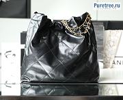 CHANEL | 22 Large Handbag Black Shiny Calfskin & White Metal - 48 x 45 x 10cm - 6