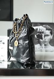 CHANEL | 22 Large Handbag Black Shiny Calfskin & White Metal - 48 x 45 x 10cm - 4